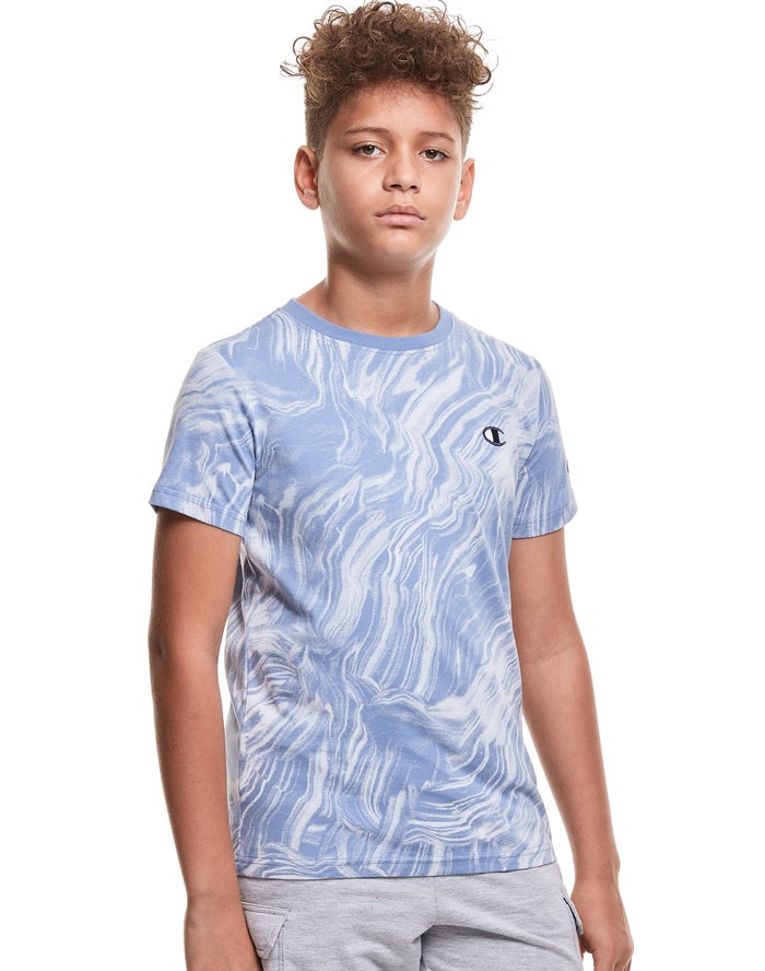 Champion T-Shirt Jongens - LichtBlauw - Marble Dye Print ( 051638-GAN )